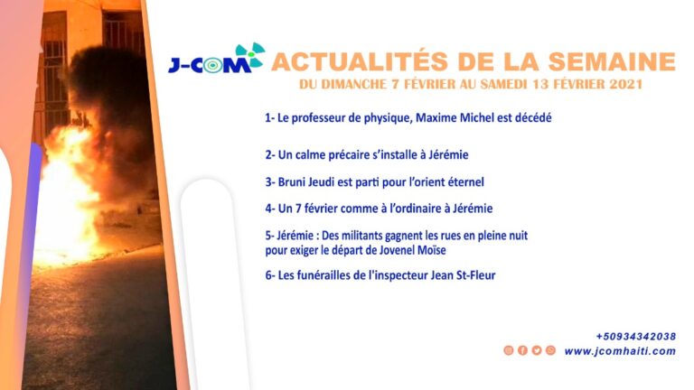 Actualités de la semaine : Du Dimanche 7 février au samedi 13 février 2021